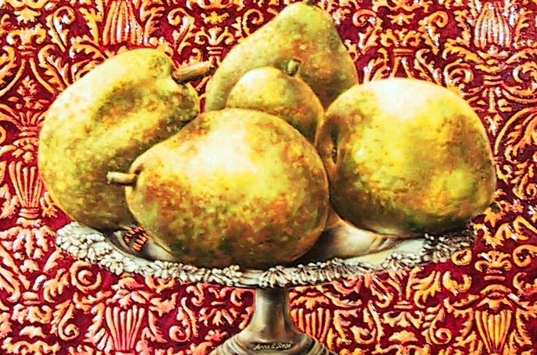 Peren in zilveren schaaltje