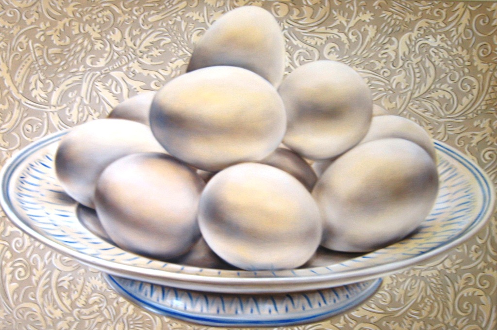 Witte eieren - beige fond