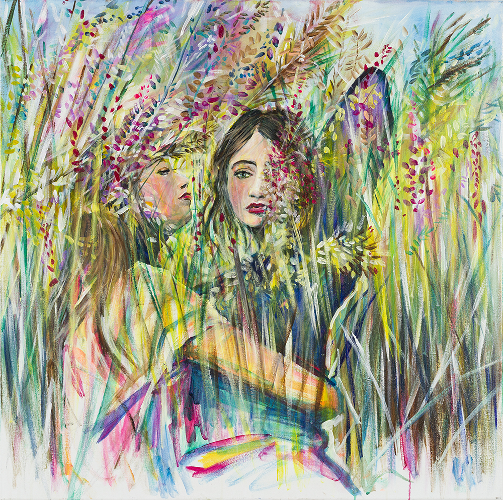 In field where yellow grass grows knee-high