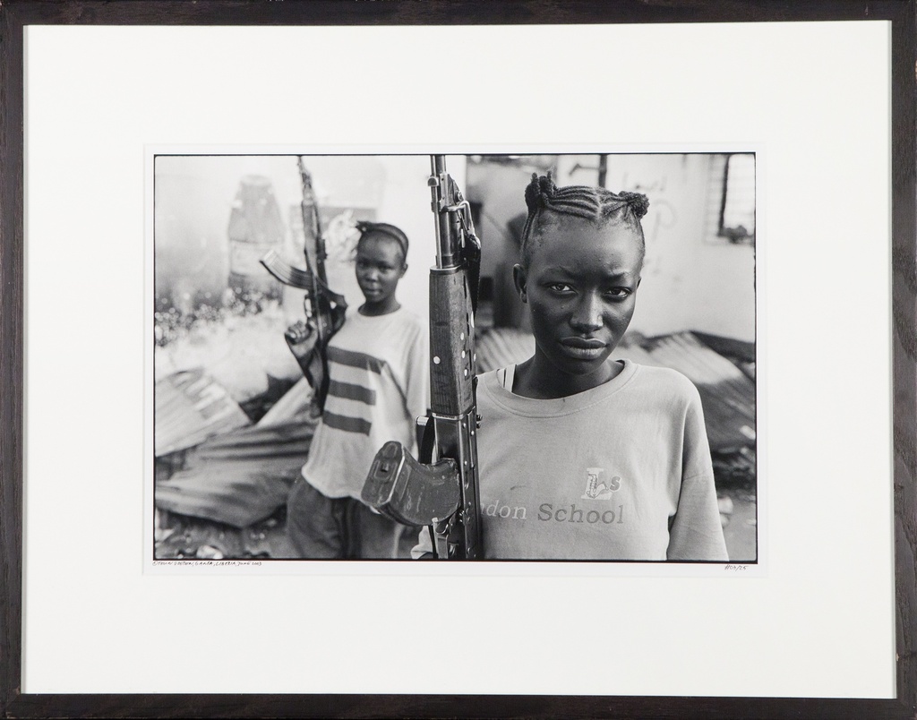 Female soldiers from Charles Taylor militia at frontline, Ganta, Liberia, 2003