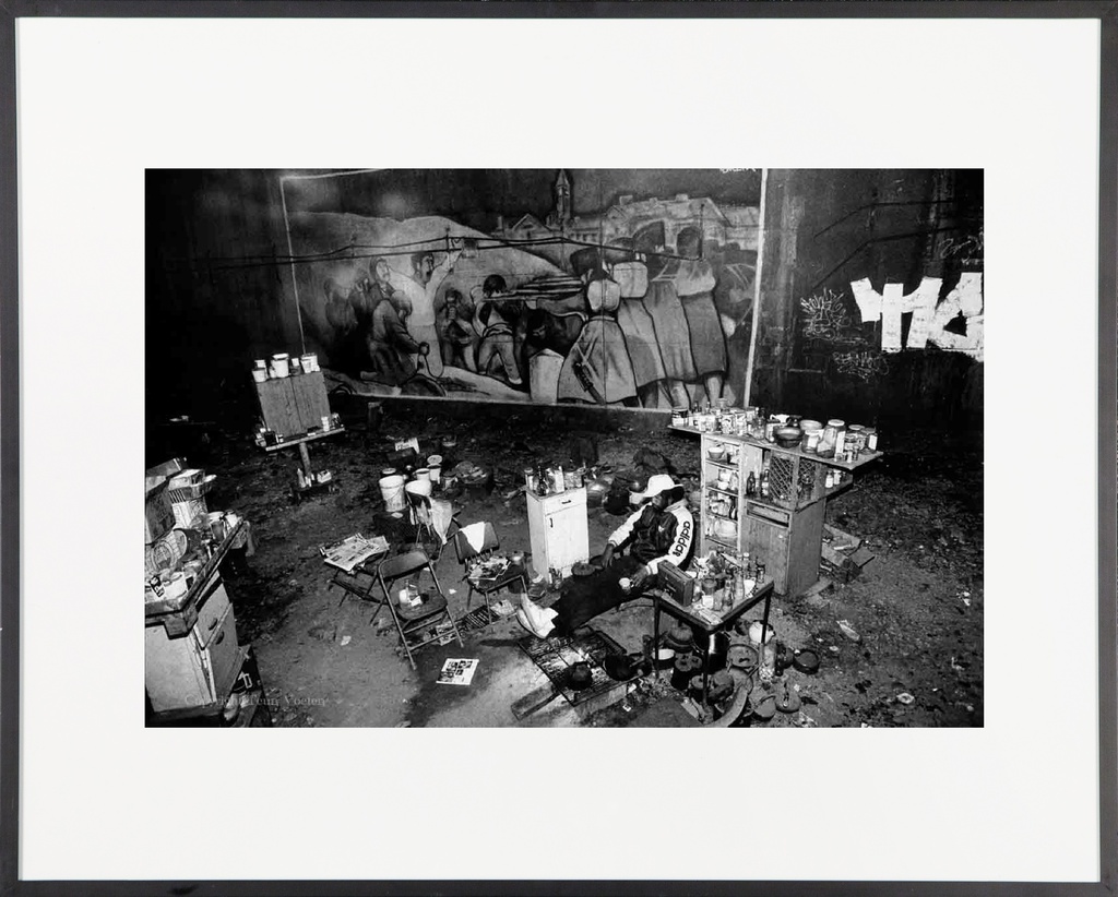 New York Tunnel People, 1994. Bernard relaxes at his fire place
