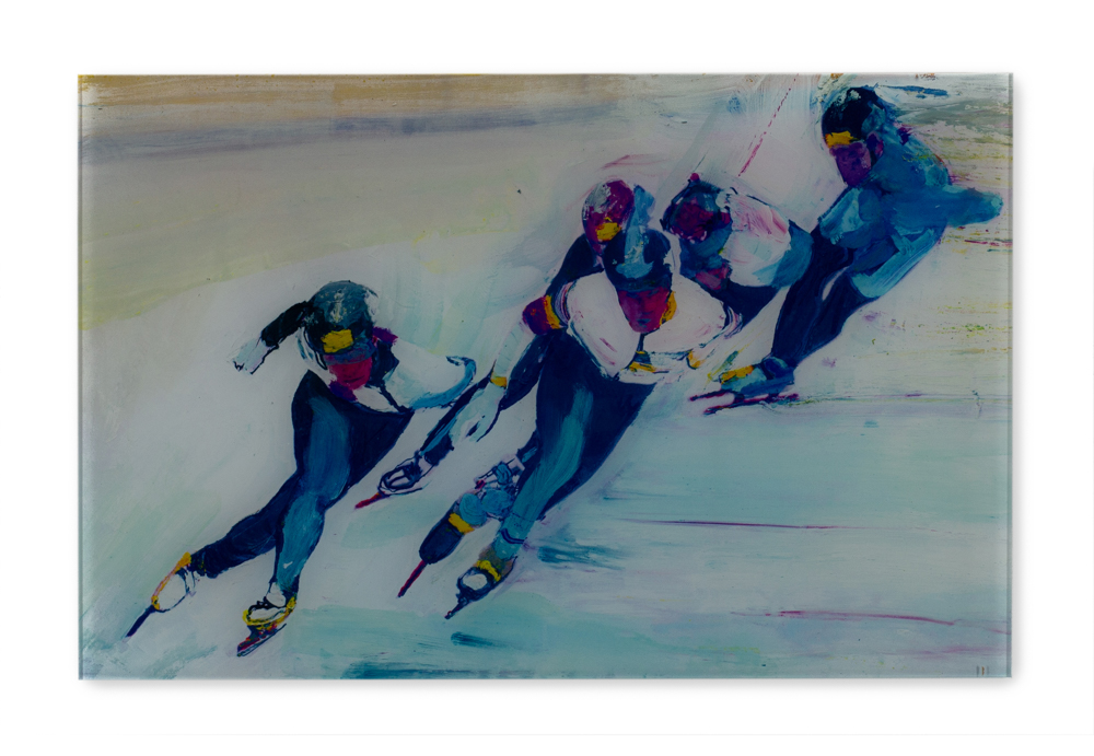 Laatste dag van de winter, schaatsers