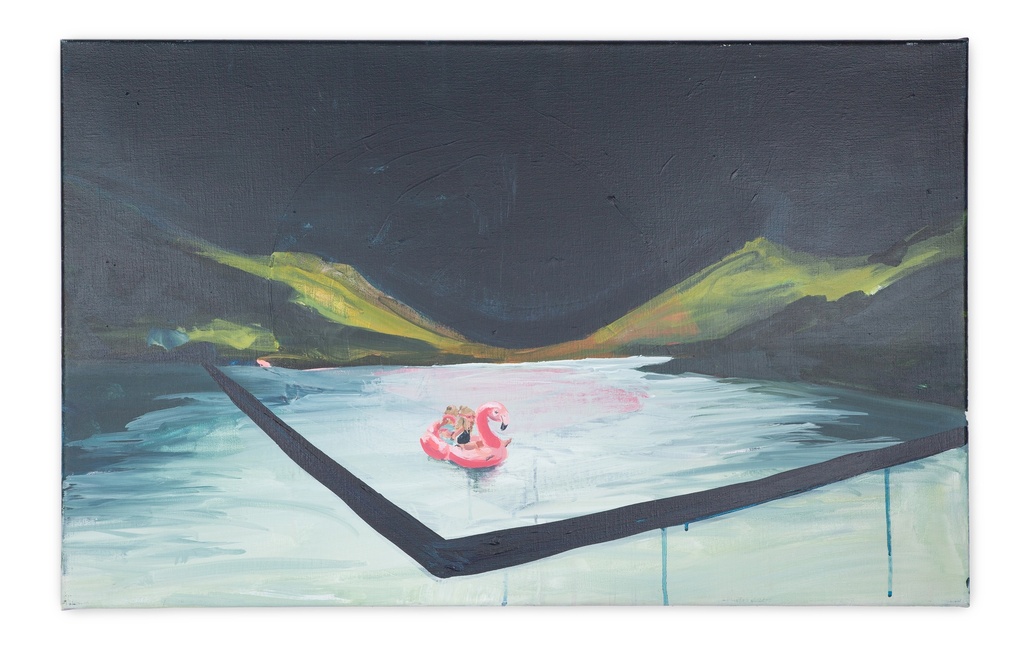 Floating flamingo