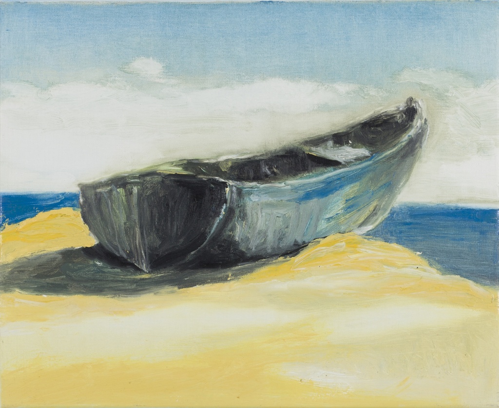 Geel/blauwe sloep