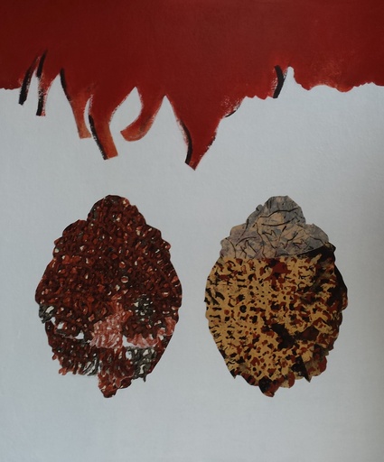 [09480044] Twee bolle vormen onder rode hemel