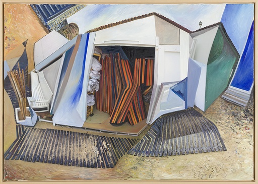 [12900060] Strandcabine met gestreepte kussens