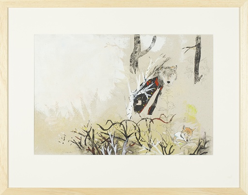 [13960011] Grote wolf blijft stokstijf staan